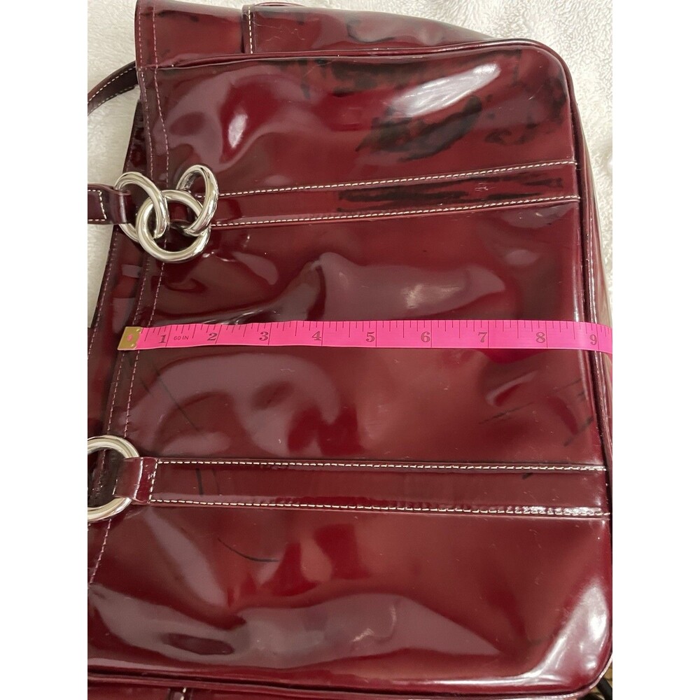Coach Burgundy Patent Leather Tunrlock Pocket Double Handle Tote Bag READ - Picture 15 of 16